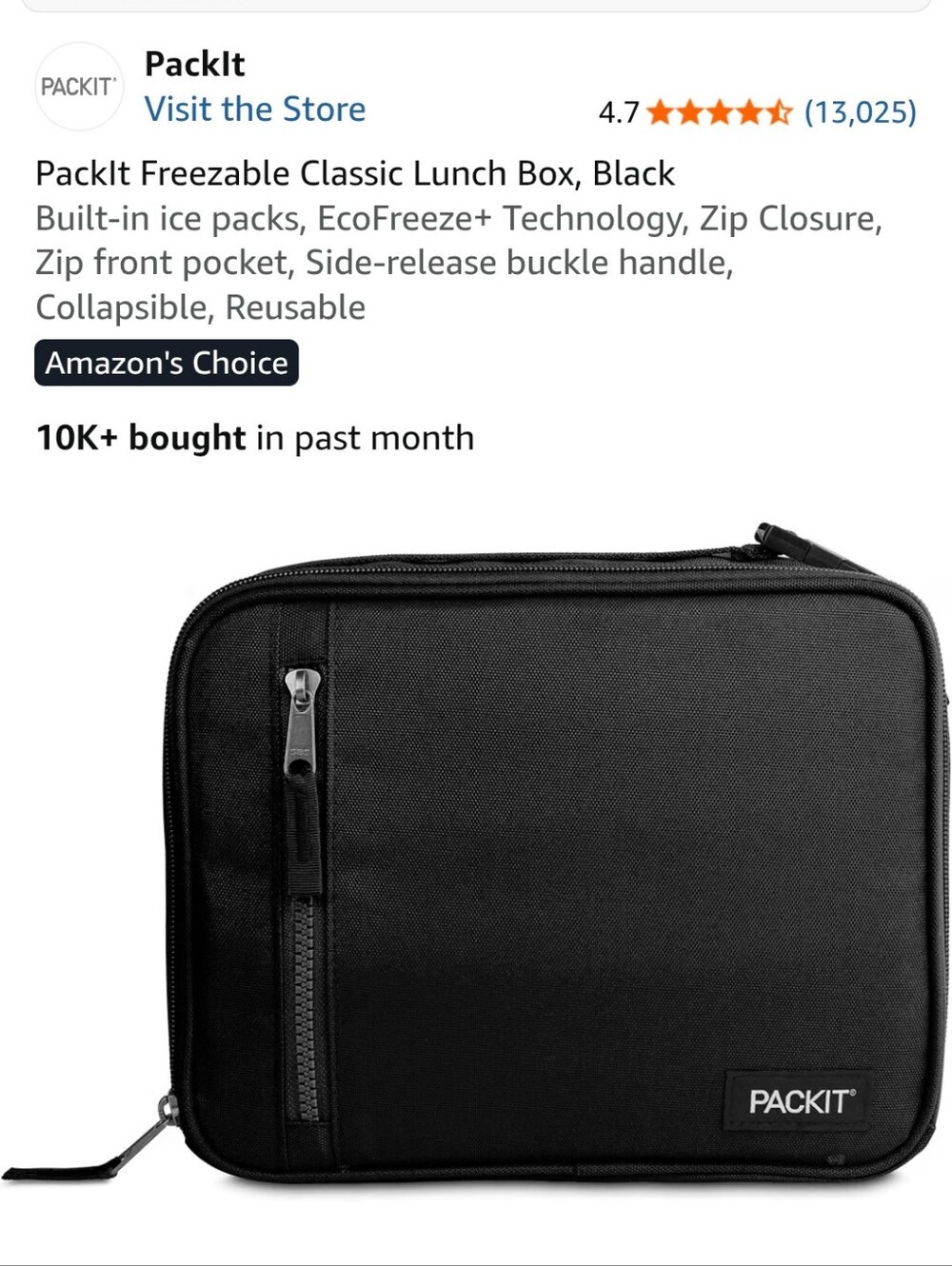 Pack It Black Freezable Classic Lunch Box
